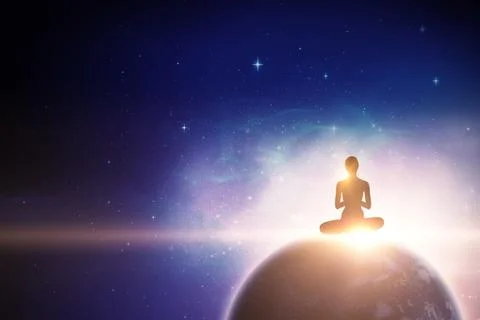 Composite image of silhouette athlete practicing yoga Stock Photos