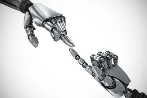 Composite image of silver robot arm pointing at something Stock-Illustration