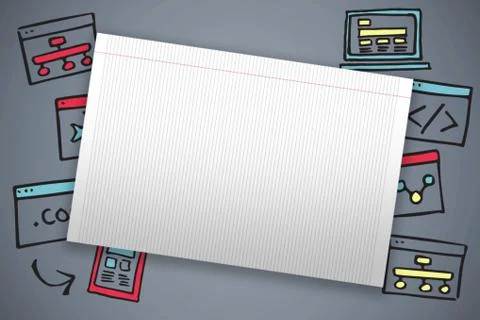 Composite image of single lined blank paper Stock Illustration