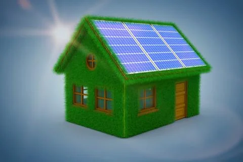 Composite image of small model of green house Stock Illustration