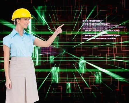 Composite image of smiling attractive architect pointing Stock Illustration