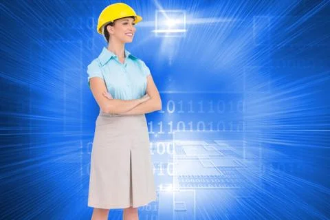 Composite image of smiling attractive architect posing Illustrazione stock