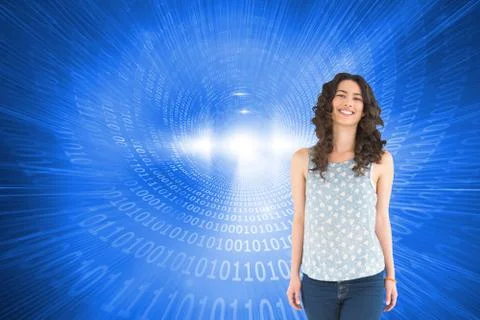 Composite image of smiling beautiful brunette posing Stockillustratie