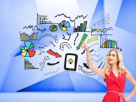 Composite image of smiling blonde pointing Ilustración de archivo