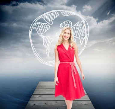 Composite image of smiling blonde walking Stock Illustration