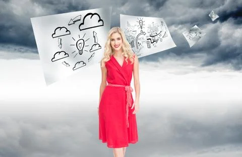 Composite image of smiling blonde walking Ilustración de archivo