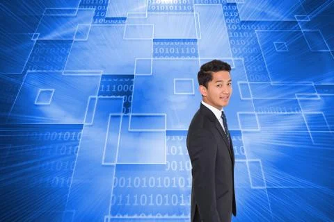 Composite image of smiling businessman looking at camera Illustrazione stock