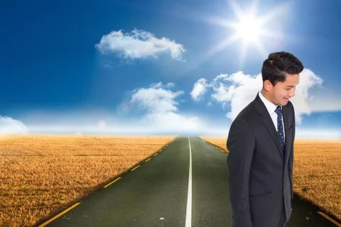 Composite image of smiling businessman looking down Stock Illustration