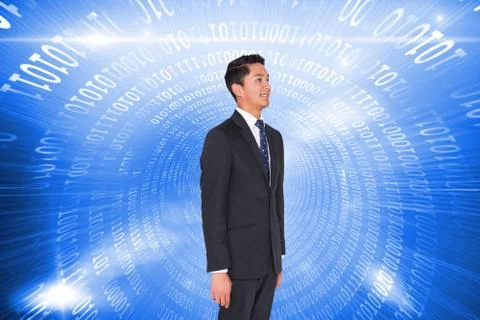 Composite image of smiling businessman looking away Stock Illustration