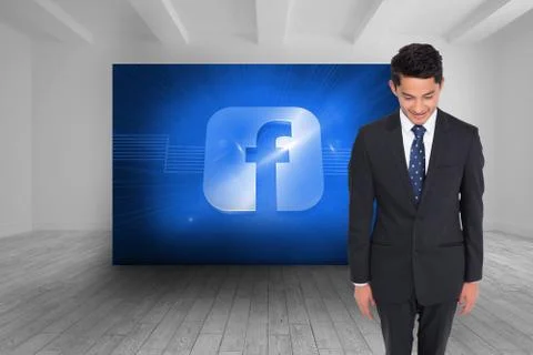 Composite image of smiling businessman looking down Stock Illustration