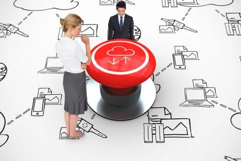Composite image of smiling businessman looking down Stock Illustration