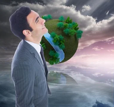 Composite image of smiling businessman standing Stock Illustration