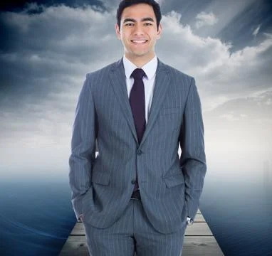 Composite image of smiling businessman standing Stock Illustration