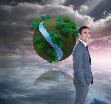 Composite image of smiling businessman standing Stock Illustration