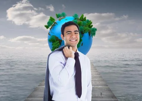 Composite image of smiling businessman standing Stock Illustration