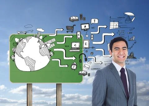 Composite image of smiling businessman standing Stockillustratie