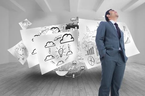 Composite image of smiling businessman standing イラスト素材