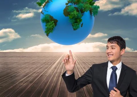 Composite image of smiling businessman touching Stock Illustration