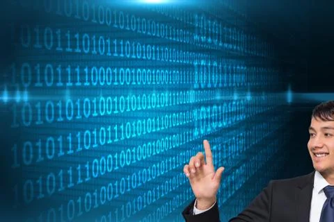 Composite image of smiling businessman touching Stock Illustration