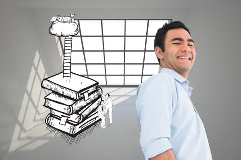 Composite image of smiling casual man standing Stock Illustration