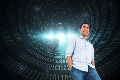 Composite image of smiling casual man standing Stock Illustration