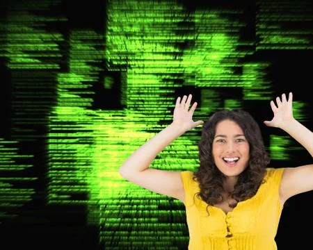Composite image of smiling casual young woman posing Stock Illustration