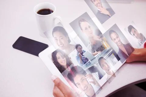 Composite image of smiling designer using tablet Stock Illustration