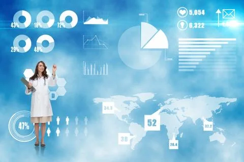 Composite image of smiling doctor pointing Stock Illustration