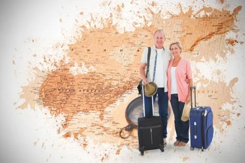 Composite image of smiling older couple going on their holidays Stock Illustration