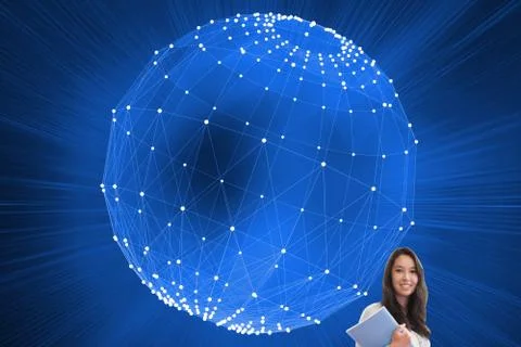 Composite image of smiling student in a computer room Illustrazione stock