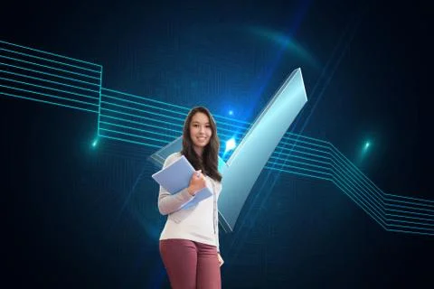 Composite image of smiling student in a computer room Stock-Illustration