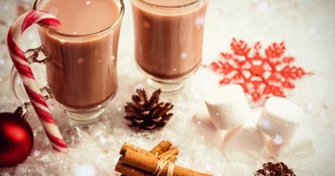 Composite image of snow falling Stock Photos
