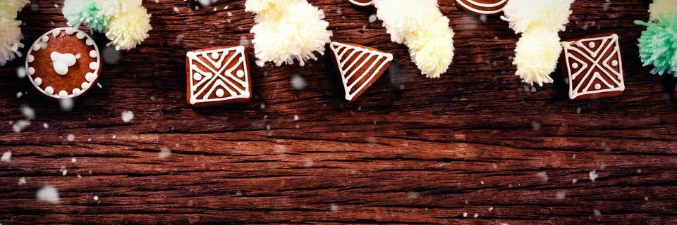 Composite image of snow falling Foto stock
