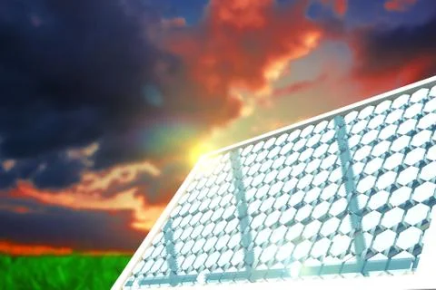 Composite image of solar panel with hexagon shape glasses Stock Photos