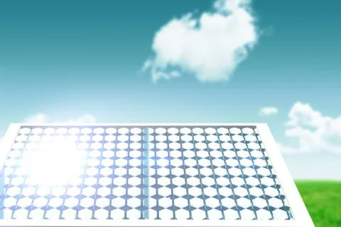 Composite image of solar panel with hexagon shape glasses Stock Photos
