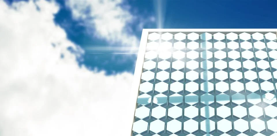 Composite image of solar panel with hexagon shape Stock Photos