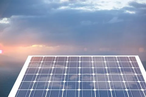 Composite image of solar panel with hexagon shape glasses Stock Photos