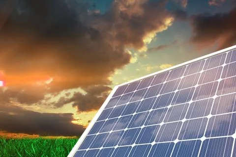 Composite image of solar panel with hexagon shape glasses Stock Photos