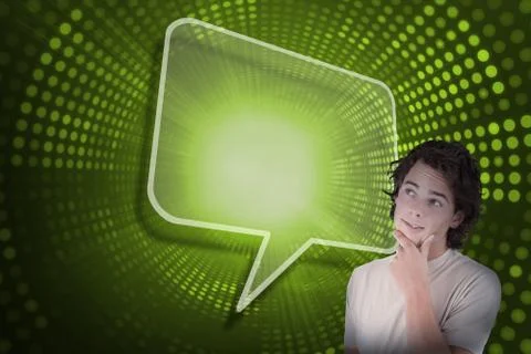 Composite image of speech bubble and casual thinking man Stock Illustration