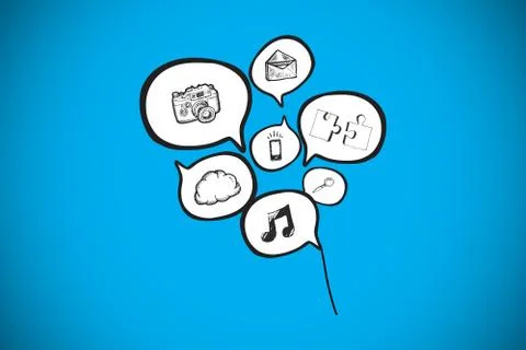 Composite image of speech bubbles with app icons Stock Illustration