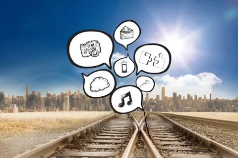 Composite image of speech bubbles with app icons Illustrazione stock