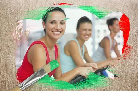 Composite image of spinning class in the gym Stock Illustration