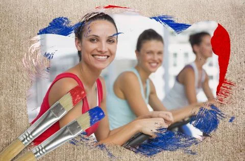 Composite image of spinning class in the gym Stock Illustration
