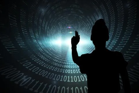 Composite image of spiral of shiny binary code Stock Illustration