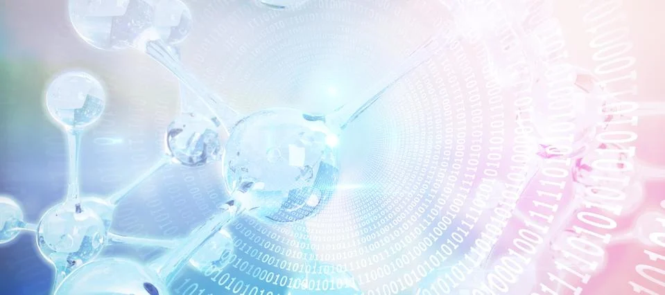 Composite image of spiral of shiny binary code Stock Illustration