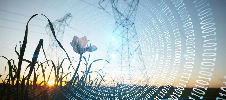 Composite image of spiral of shiny binary code Stock Photos