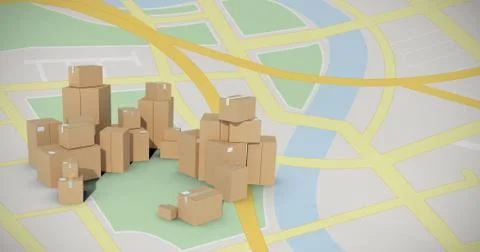 Composite image of stack of cardboard box on white background イラスト素材