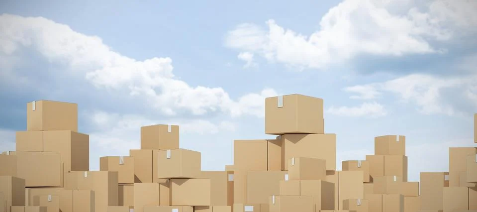 Composite image of stack of cardboard containers Stockillustratie