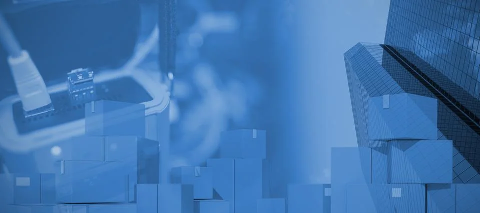 Composite image of stack of cardboard containers 写真素材