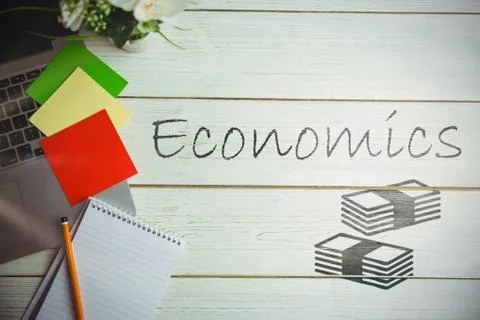 Composite image of stack of money over black background Foto stock